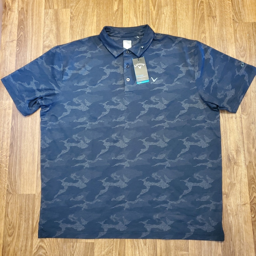Callaway Polo Golf Shirt Men 2XL Black Camo Opti Dri Cooling Performance New - Picture 2 of 10